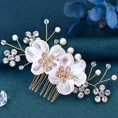 Vintage Style Bridal Hair Comb with Tulle Flowers