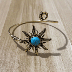Vintage Sunflower Open Ring Synthetic Gems Boho Style Finger Jewelry