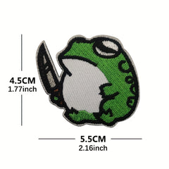 Cartoon Fat Frog Hook Loop Patch Funny Animal Sew On Embroidered Applique