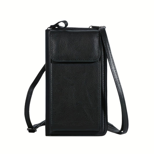 Faux Leather Crossbody Bag Long Wallet Mini Phone Coin Purse