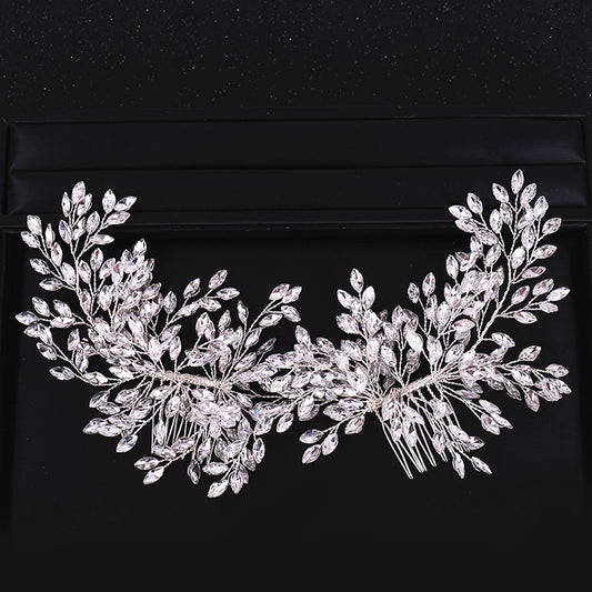 Bridal Hair Comb Silver & Golden Rhinestone Crystal Wedding
