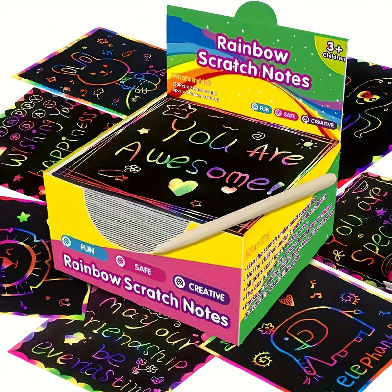 50pcs Rainbow Scratch Art Kit Unleash Hidden Designs with Bright Colors