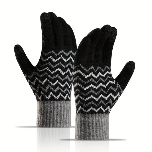 Winter Warm Knitted Gloves Thickened And Velvet Warm Gloves Touch Screen Gloves