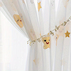 2 Panels Sheer Curtains Embroidery Rod Pocket Polyester Curtain