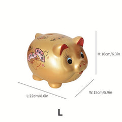 Ceramic Golden Pig Piggy Bank Large Coin Banknotes Home Living Room Ornaments
