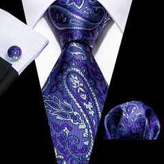 Barry Wang Men's Tie Silk Check Jacquard Tie Set