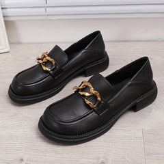 Women's Metal Chain Flat Loafers Slip On Shoes
