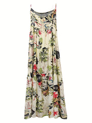  Leaf & Floral Print Maxi Cami Dress