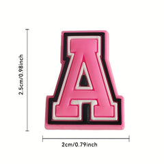 37Pcs Pink Letter Shoe Charms DIY Sandals Decorate Accessories Buckle