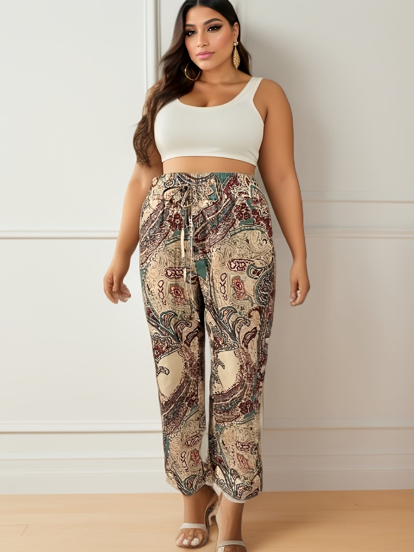  Paisley Floral Wide Leg Trousers