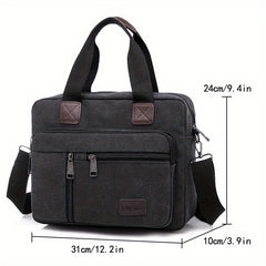 Men's Canvas Briefcase Messenger Bag with Pockets