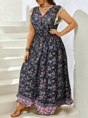 Boho Tank Dress Women's Plus Size Floral Print Maxi Dress