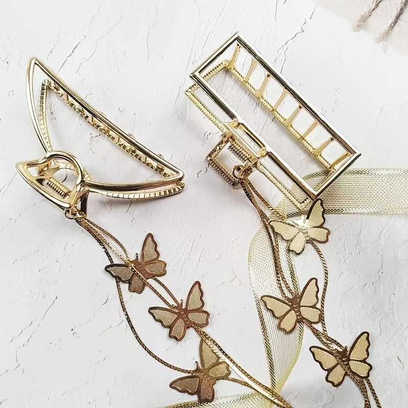 2pcs Butterfly Tassel Hair Claw Clip Non-slip Barret