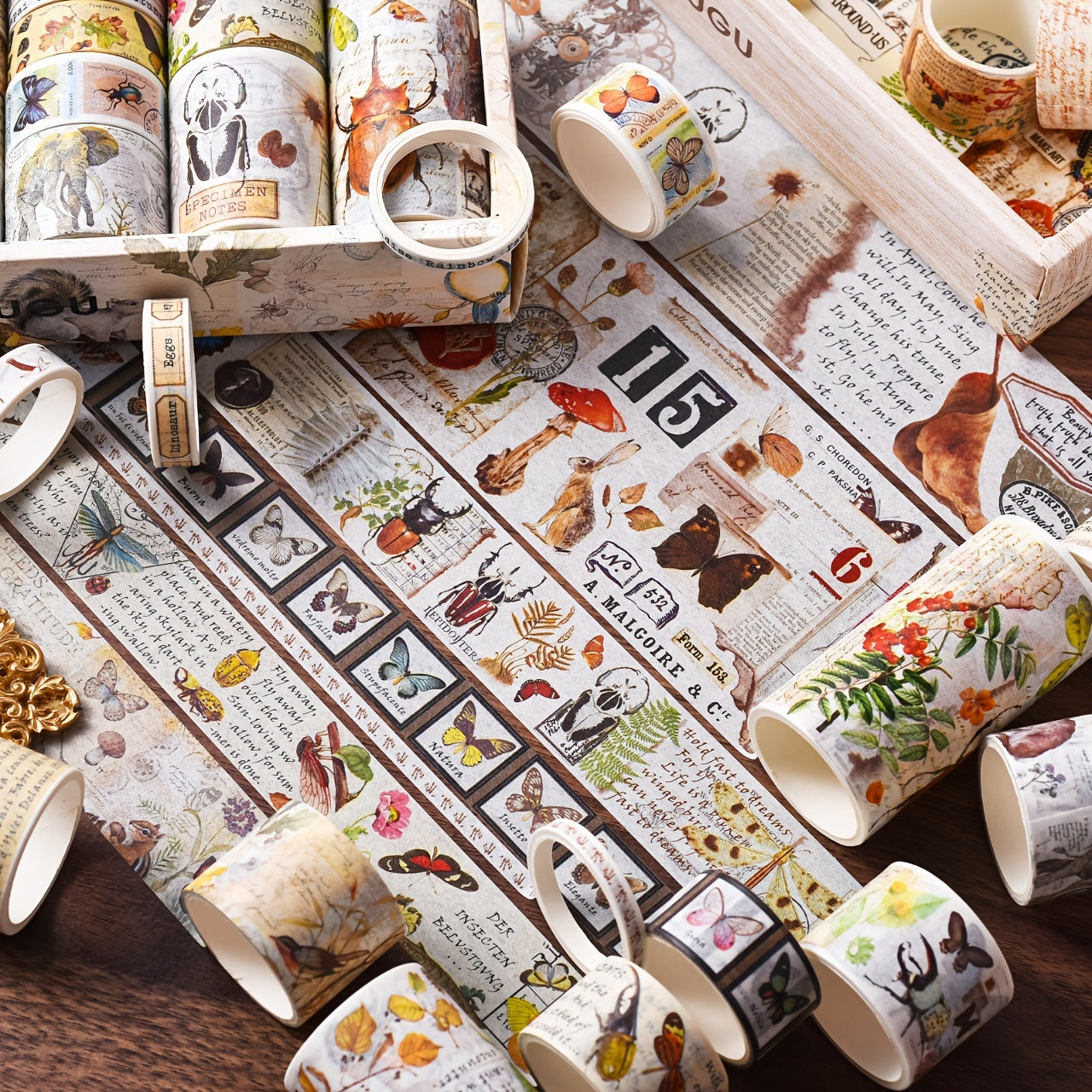 18 Piece Vintage Tape Set Travel Scenery Alphabet Animals & More