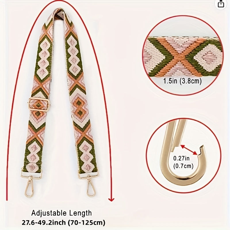 Ethnic Style Wide Shoulder Strap for Bag Nylon Adjustable Replacement Belt
