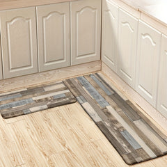 Wood Printed Anti Fatigue Kitchen Rug Waterproof Non Slip