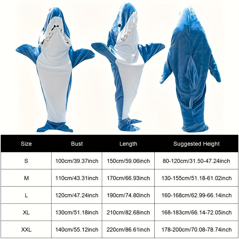 Funny Shark Sleeping Bag Soft Flannel Warm Wearable Blanket