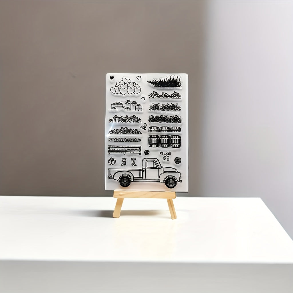 Christmas Truck Creative Painting Tools Silicone Transparent Stamp