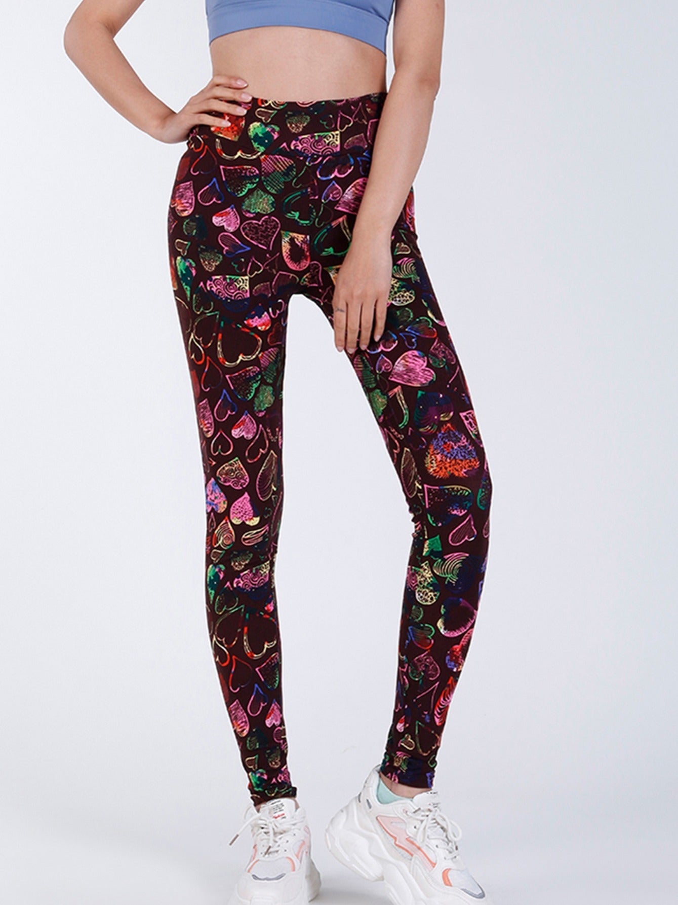 Heart Print High Waist Cropped Pants