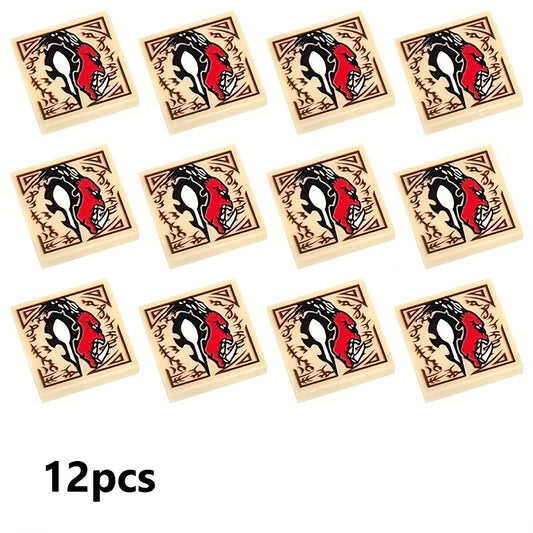 12 Styles Printed Blocks Toy Accessory 2x2 Flat Compatible with 3068 Seal Demon
