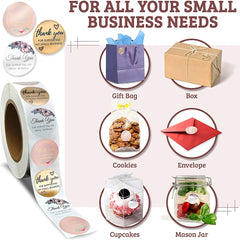 500pcs 2.54cm Thank You For Supporting My Small Business Stickers 3 Designs