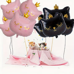 2pcs Crown Cat Balloons Pet Birthday Party Decorations