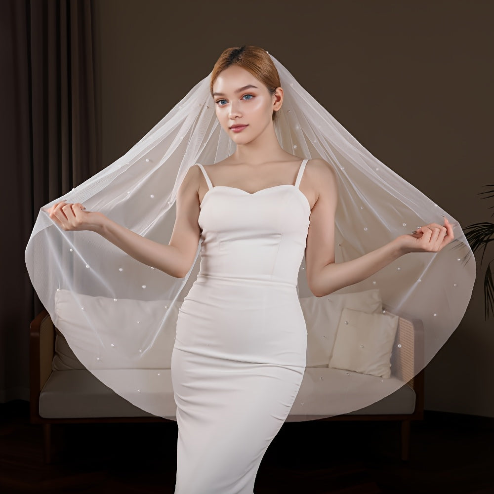 1 Meter Long Wedding Veil with Hair Comb Sheer Tulle Bridal Accessory