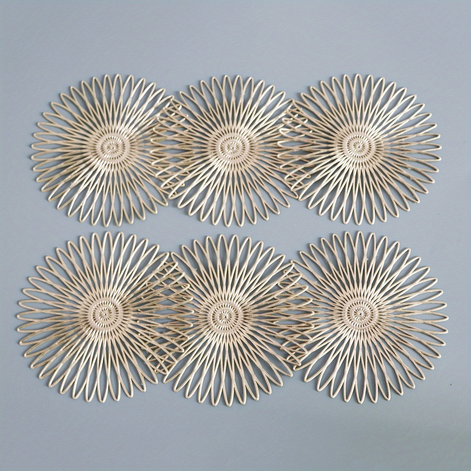 6pcs Round PVC Coasters Floral Pattern Solid Coasters Washable Placemat