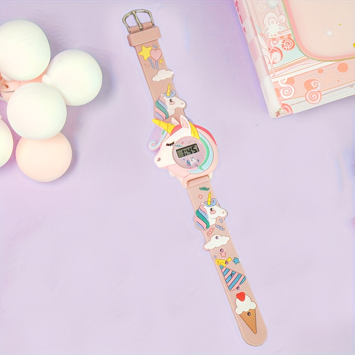 Unicorn Ice Cream Pattern Smartwatch for Parties and Birthday