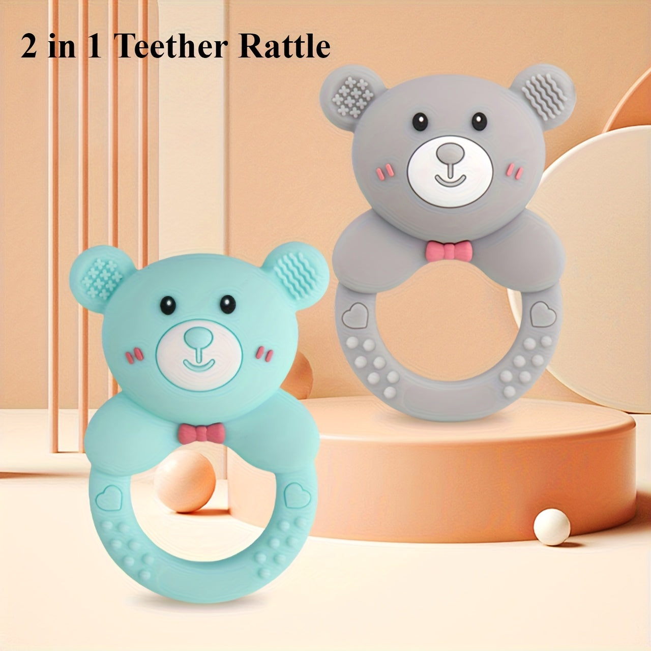 Cute Bear Silicone Teething Toy for Kids Safe Chew Gummies Dishwasher Safe