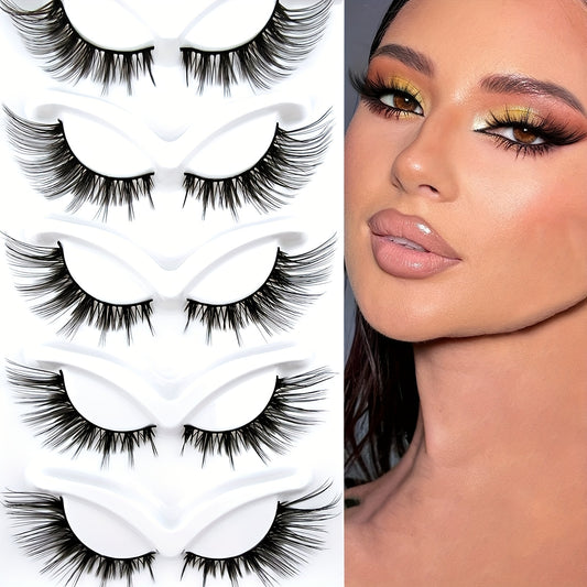 5 Pairs Cat Eye Lashes Lengthening Sexy Curling Fluffy Faux Mink False Eyelashes
