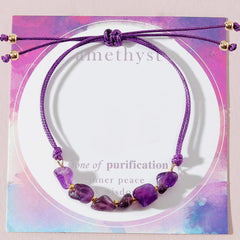 Amethyst Natural Stone Drawstring Bracelet Jewelry Gift