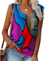 Abstract Print Tank Top Sleeveless Summer Casual