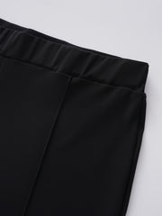 Plus Size Solid Stitching Elastic High Rise Flared Leg Trousers