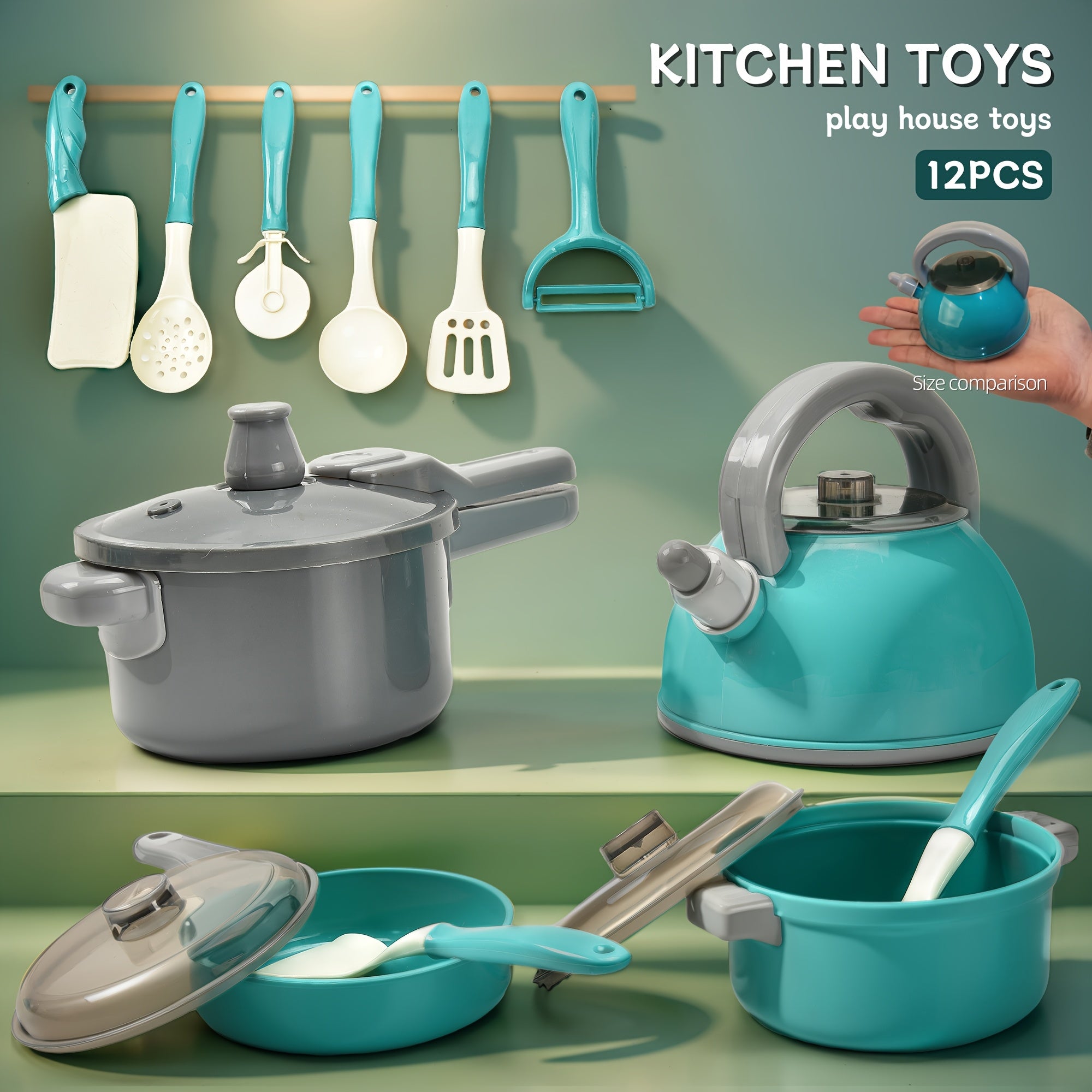 Kids' Play Kitchen Set with Chef'S Gear Pots Pans and Utensils