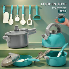 Kids' Play Kitchen Set with Chef'S Gear Pots Pans and Utensils