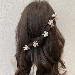 5pcs Mini Pearl Flower Hair Claw Clips Strong Hold Grip Hair Jaw Clip