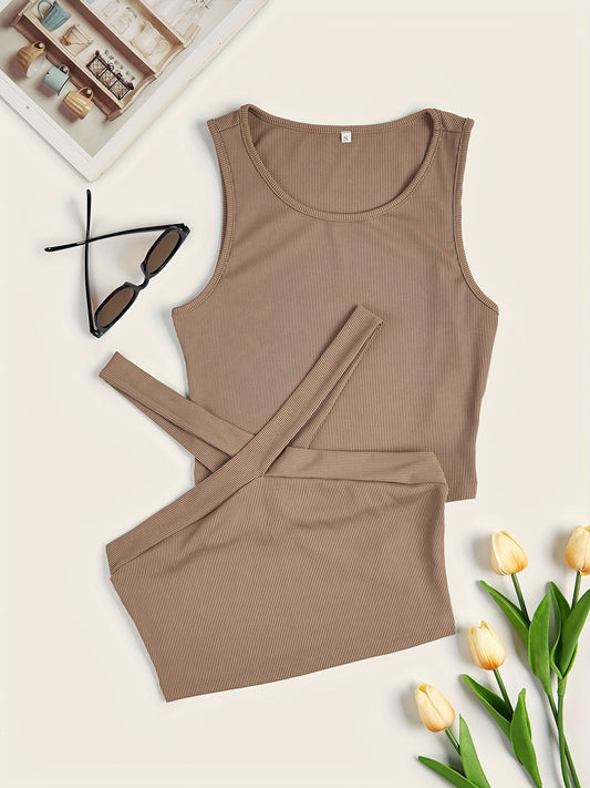 Ribbed Vest Top 2 Pack Sleeveless Summer Top