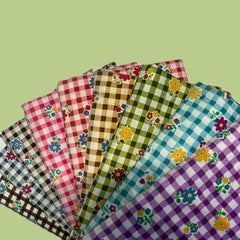 9pcs Floral Polyester Fabric DIY Sewing Scrapbooking Quilting
