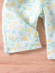 Girls Lemon Graphic Ruffled Sleeveless Jumpsuit With Belt