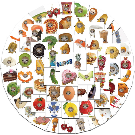66 Funny Food Cat Waterproof Stickers for Various Surfaces