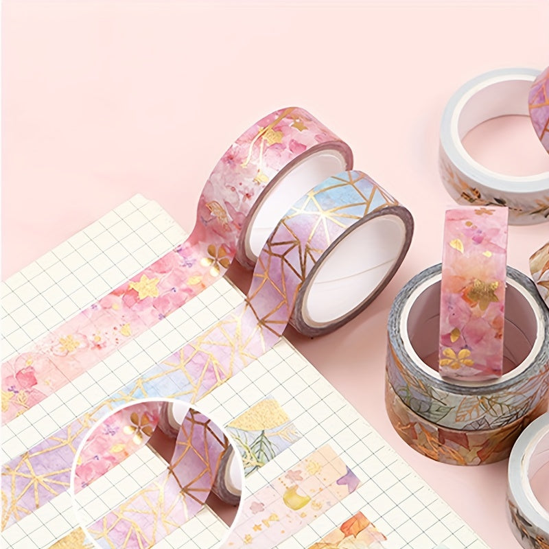 6pcs Foil Paper Tape Flower Plant Masking Tape Decorative Adhesive