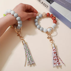 Silicone Bead Bracelet Key Chain Baby Tassel