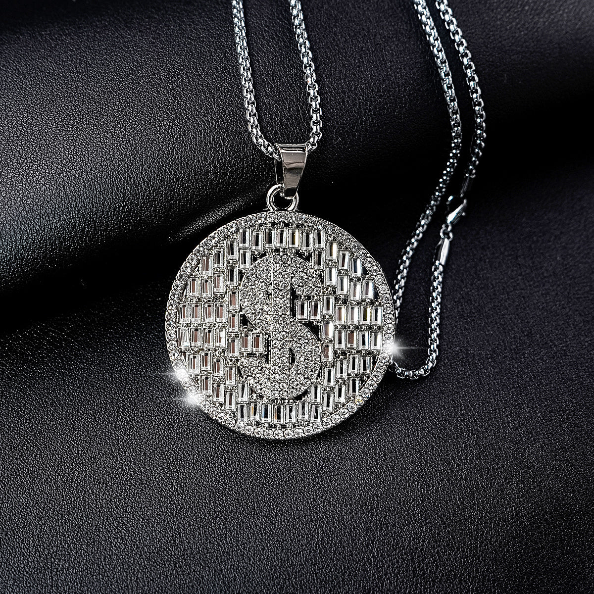 Punk Hip Hop Silver Rhinestone Letter Necklace