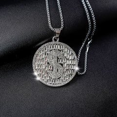 Punk Hip Hop Silver Rhinestone Letter Necklace