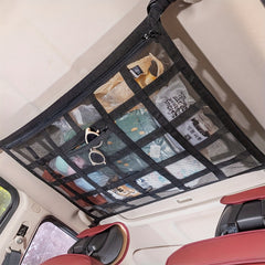 Car Ceiling Cargo Net Pocket Double Layer Mesh Roof Storage Organizer