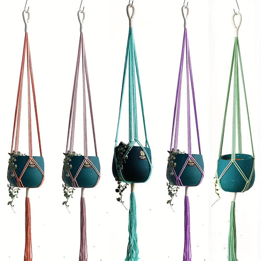 4pcs Macrame Pot Hanger Set Indoor Ceiling Plant Hanger