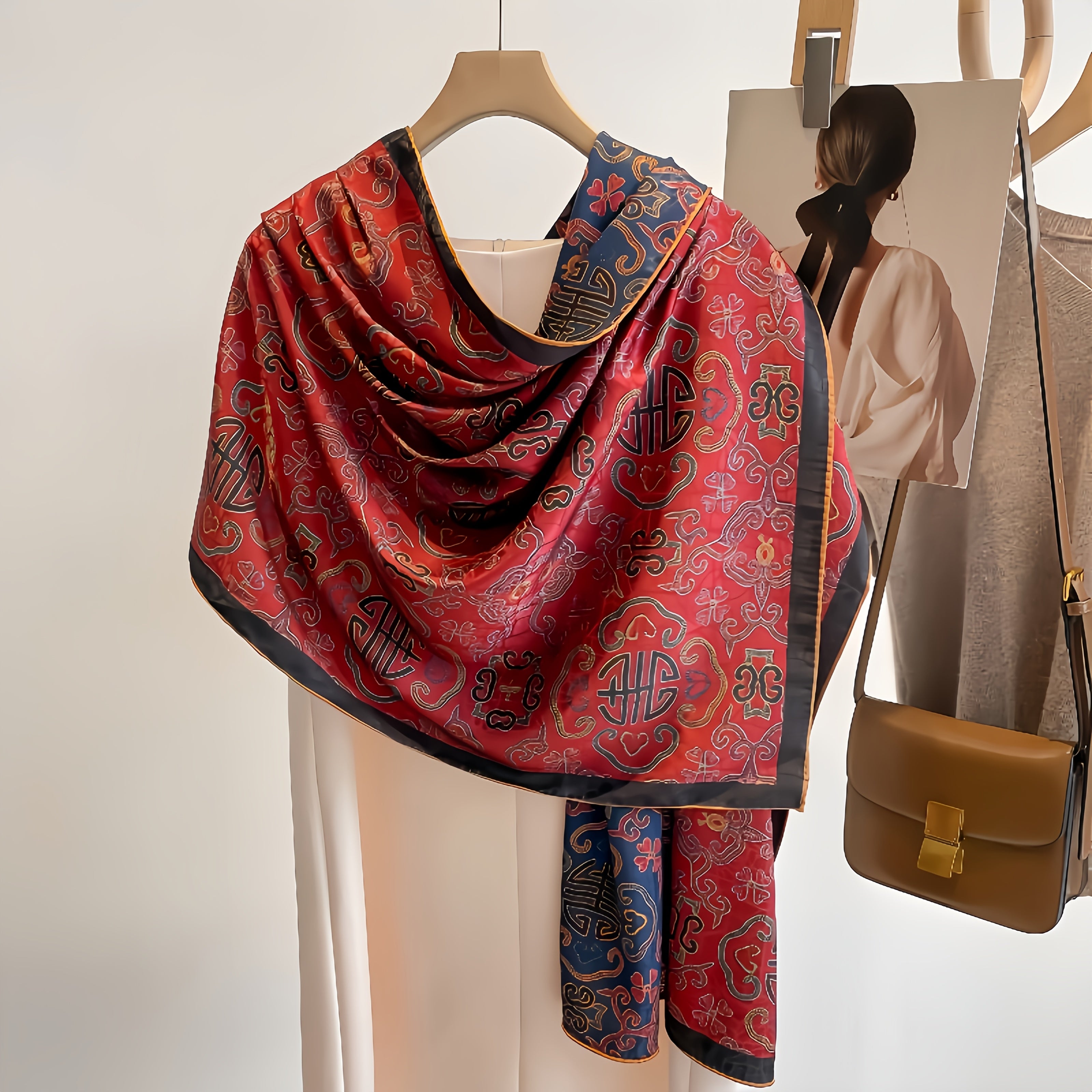 Vintage Inspired Double Sided Large Shawl Sun Protection Blanket Neck Scarf