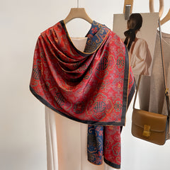 Vintage Inspired Double Sided Large Shawl Sun Protection Blanket Neck Scarf