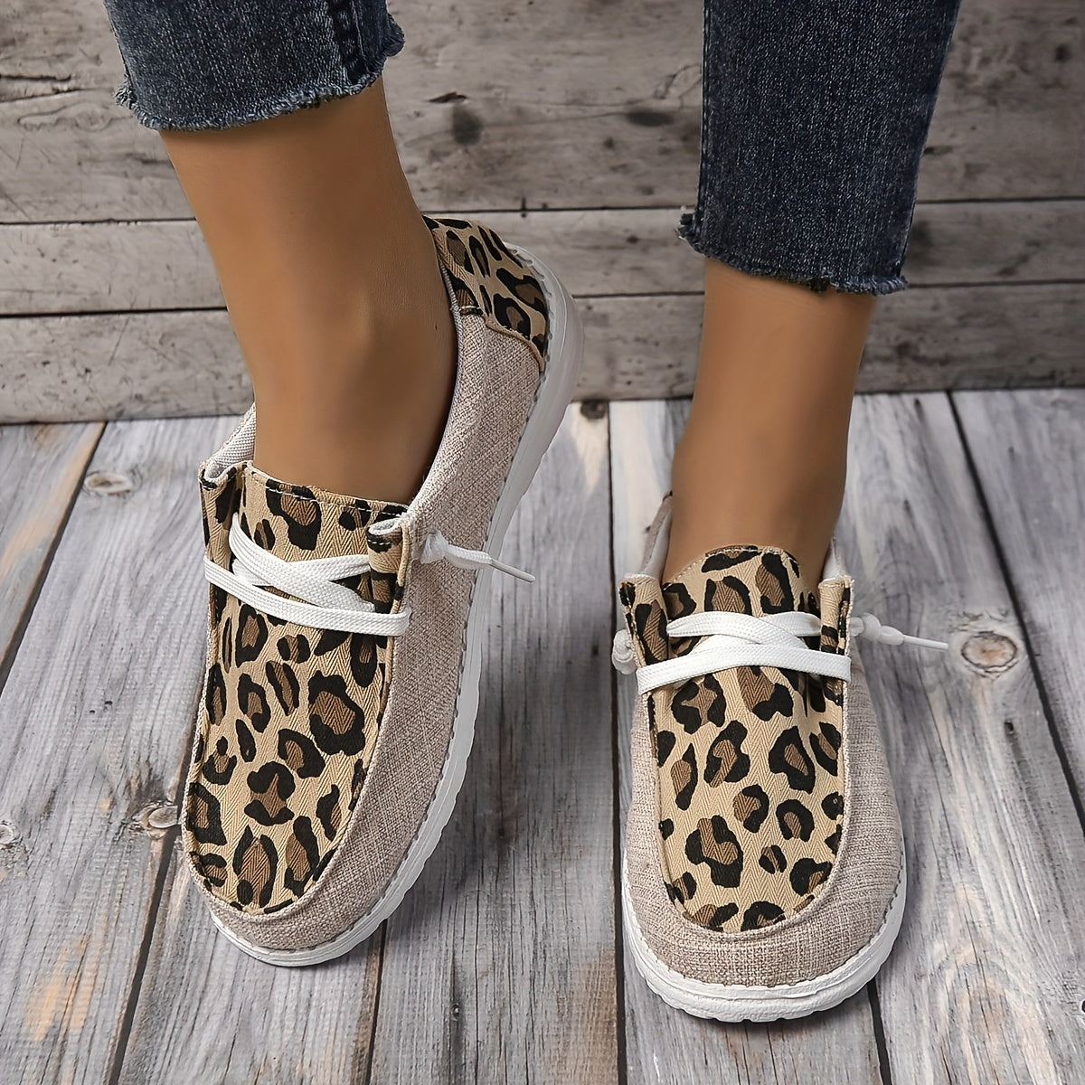 Women's Casual Flat Loafers Canvas Lightweight Lace Up Slip On Shoes